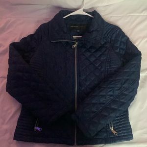 Blue vintage Andrew Marc jacket with floral print interior